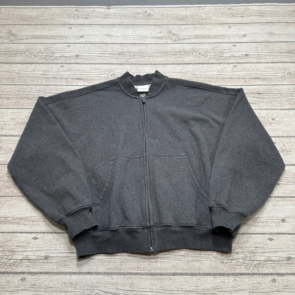 TNA Aritzia Sweatshirt Women's 2 Gray Zip Up Oversized Cozy Sweatfleece Mega Fit